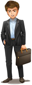 Illustration of a man with a suitcase on a white background