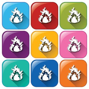Illustration of different color of fire icons