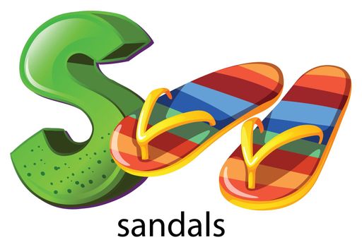 Illustration of a letter S for slippers on a white background