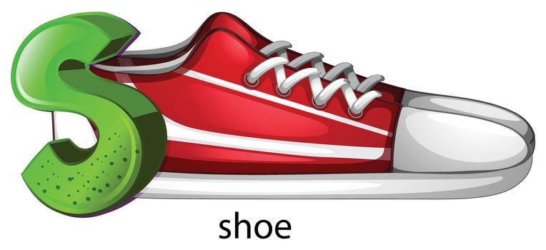 Illustration of a letter S for shoe on a white background