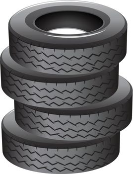 Illustration of a pile of tires on a white background