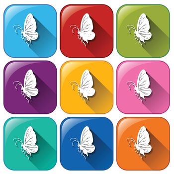 Illustration of the buttons with butterflies on a white background