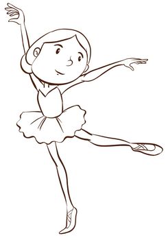 Illustration of a plain drawing of a ballerina on a white background