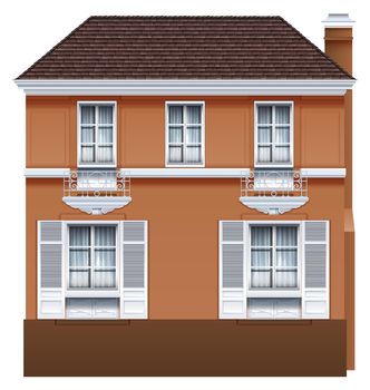 A residential building on a white background