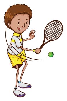 Illustration of a tennis player on a white background