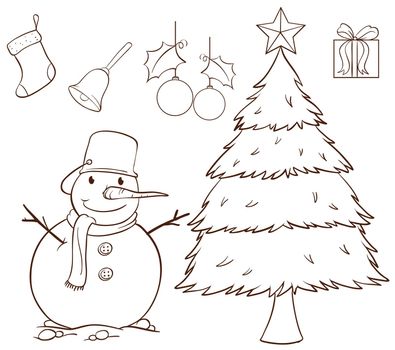 Illustration of a simple drawing for Christmas on a white background
