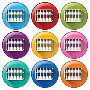 Buttons with an abacus on a white background