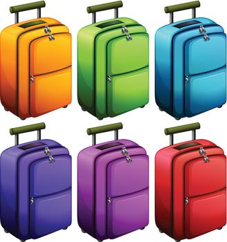 Illustration of the colourful suitcases on a white background