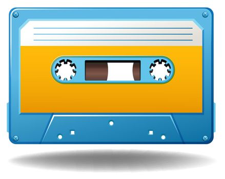 Blue tape cassette in old-fashioned design