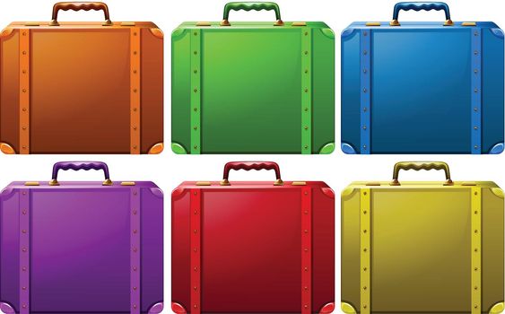 Different colors of classic design suitcases