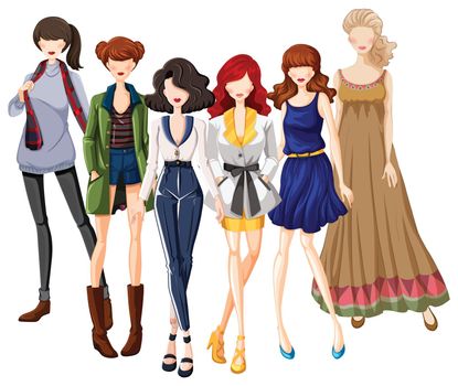Group of models wearing fashionable clothes