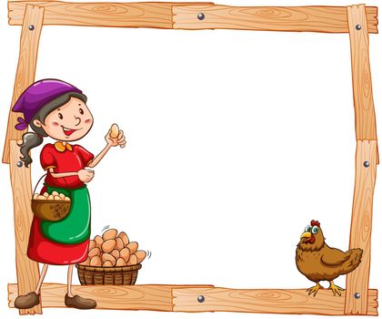 Frame of egg seller and a hen