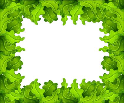 Green leaves design frame on white background