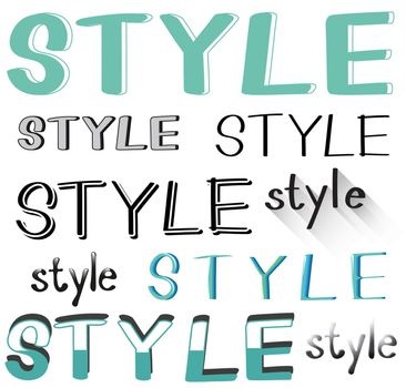 Diiferent designs of the word 'STYLE'