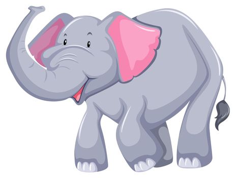 Smiling elephant with trunk up