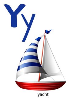 Letter Y for yacht on a white background