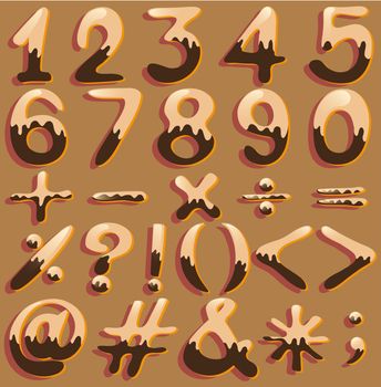 Numerical figures and signs in a tri-color design