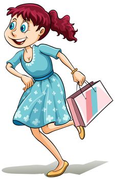 Lady with a shopping bag on a white background