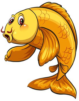 A yellow fish on a white background