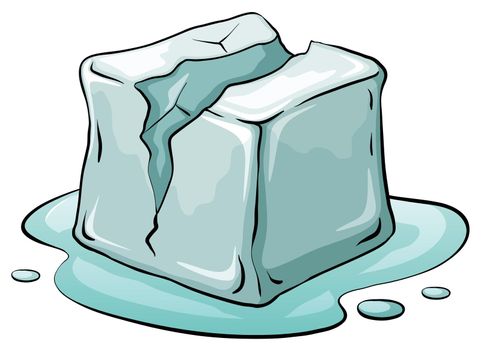 Broken ice cube melting illustration