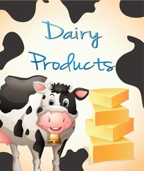 Poster of Dairy Products with picture of a cow and cheese