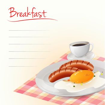 Breakfast with eggs and coffee illustration