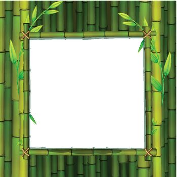 Frame of bamboo with white square shape in the middle