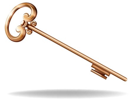 Golden key in vintage design