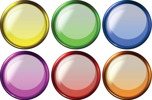Six different color of round buttons in simple design