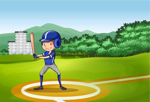 Boy playing baseball in the field