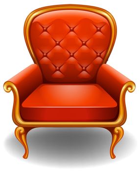 Orange armchair on a white background