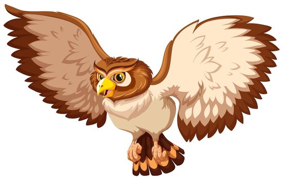 Brown owl with open wings