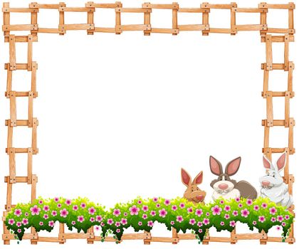 White paper with fence and rabbits frame