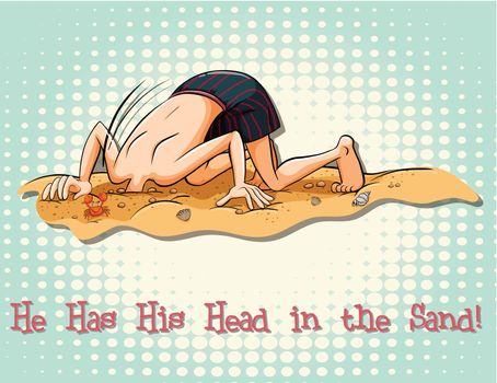 He has his head in the sand illustration