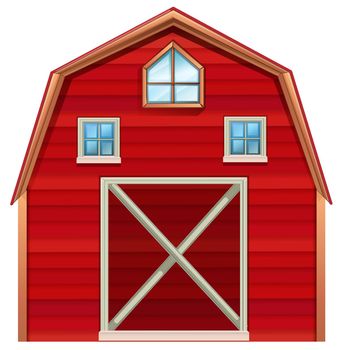 Red wooden barn on a white background