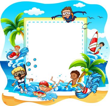 Frame of children enjoying the beach activities