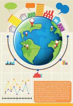 An infographics showing the globe and other things