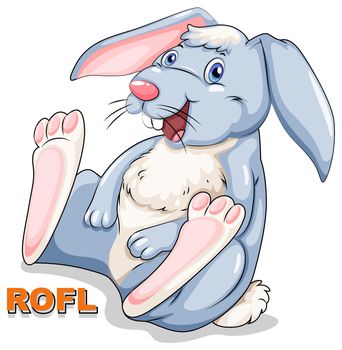 Poster of ROFL with a laughing rabbit on white background