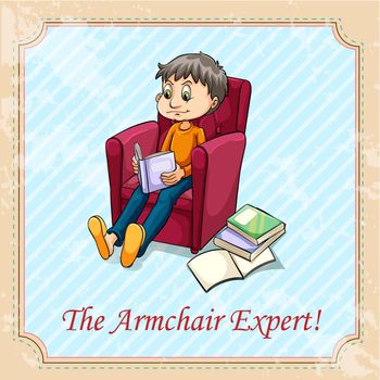 Idiom the armchair expert illustration