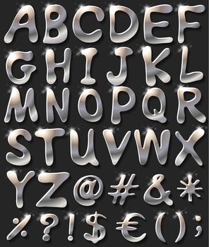 Silver coloured letters of the alphabet