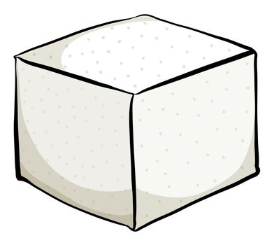 White sugar cube on white background