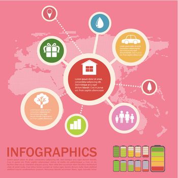 Infographics of an environment on a pink background