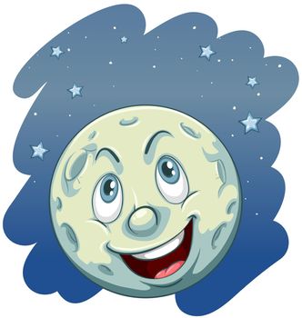 A smiling moon on a white background