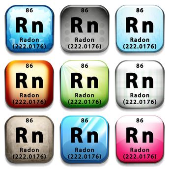 The Radon element on a white background