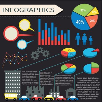 An infographics with humans and vehicles on a black background