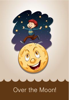 Idiom over the moon illustration