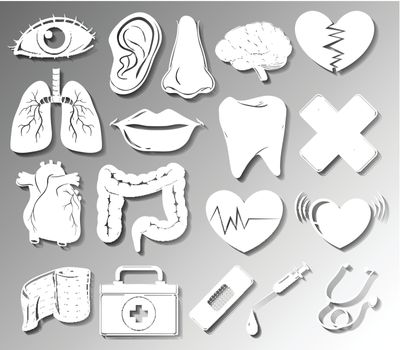 Poster showing medical related symbols