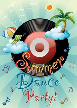 Poster of a summer dance party with beach theme