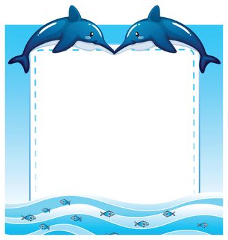 Frame of two dolphins and sea water