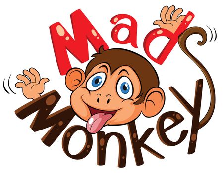 Mad monkey sign with monkey head background